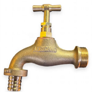 Africano T21 20 mm hose bib tap with T-handle and hose-tail outlet