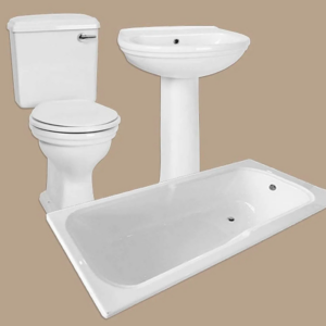 Bathroom Set, White, 6 Pieces