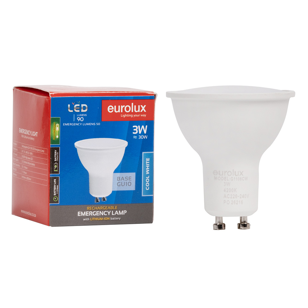 LAMP GU10 RECHARGEABLE 3W EUROLUX