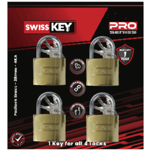 PADLOCK BRASS 50MM 4 KEY PRO