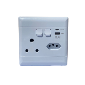 NEU 4X4 SINGLE PLUG + USB-C + 1 EURO SOCKET WHITE