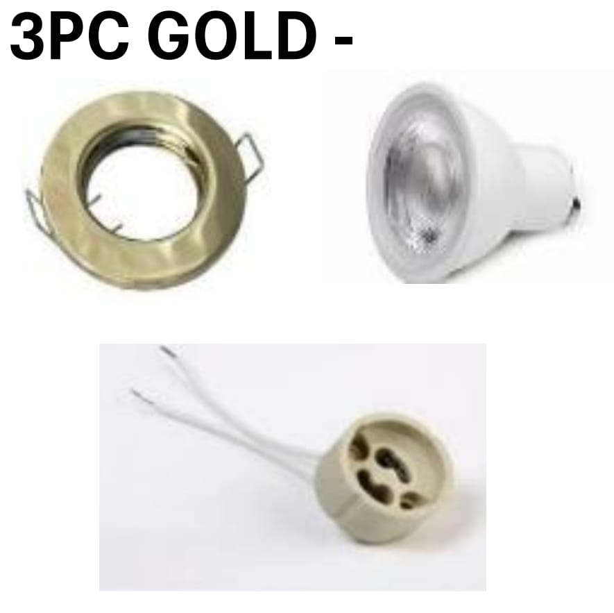 TYSON 3 PIECE FIXED DOWNLIGHT FITTING KIT GOLD
